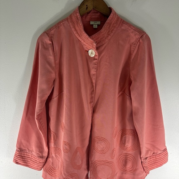 J JILL Embroidered Blazer 100% Tencel One Button Comfy Stylish & Sustainable - Picture 8 of 9